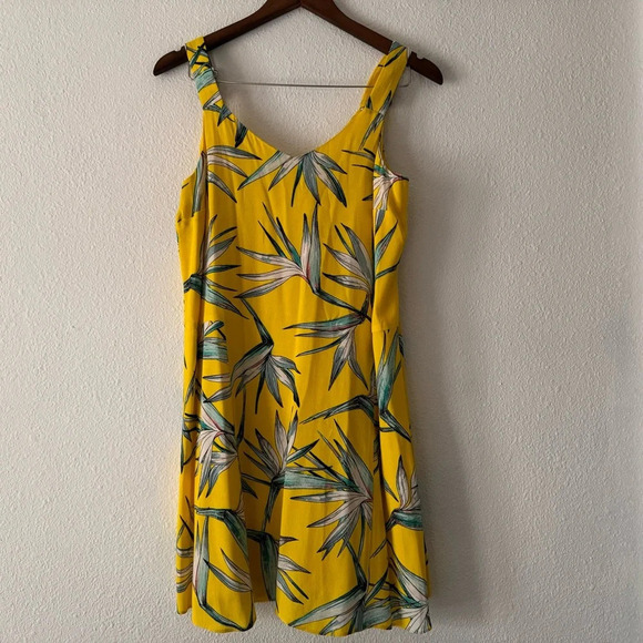 1. State Sunny Yellow Tropical Floral Mini Shift Dress Medium Vibrant Casual - Picture 12 of 12